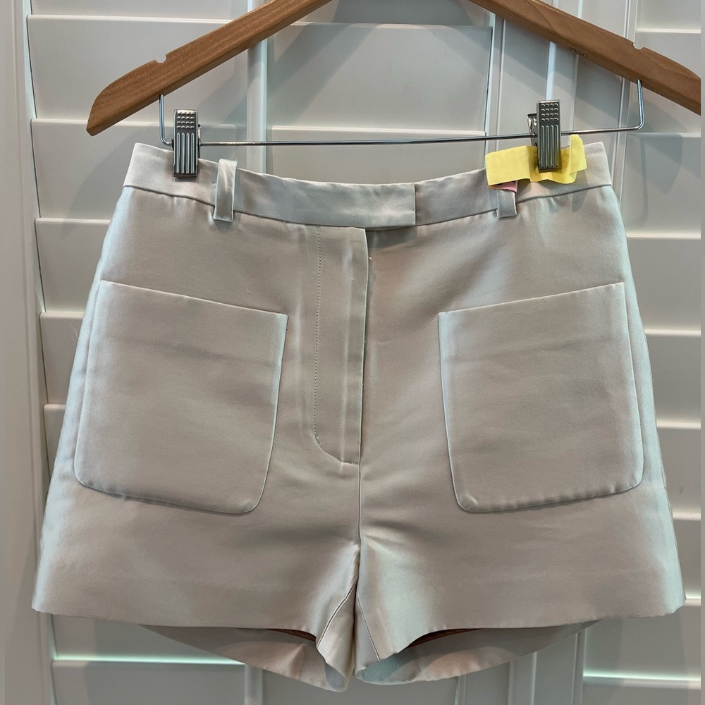 Phillip Lin 3.1 Silk Tuxedo Shorts size 2 white silk satin